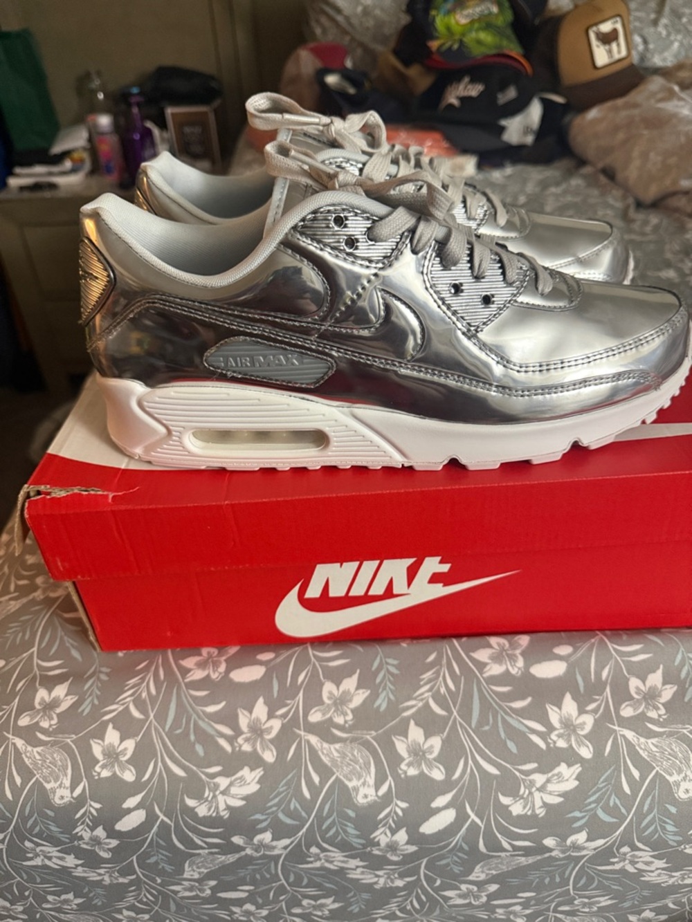Nike Silver Metallic Air Max 90 Sneakers